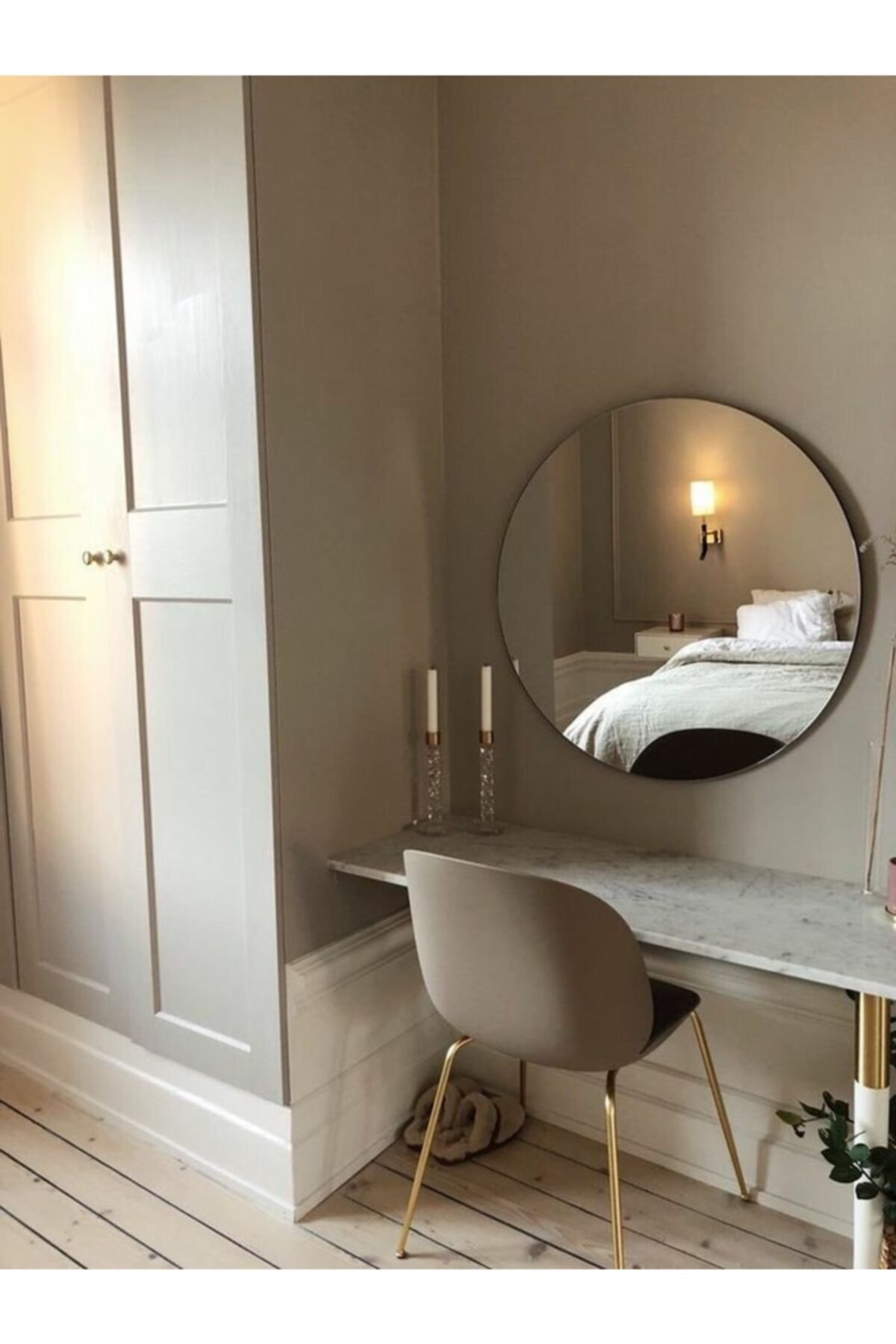 NUUN DEKOR 60cm Modern Yuvarlak Dekoratif Banyo & Duvar Aynası