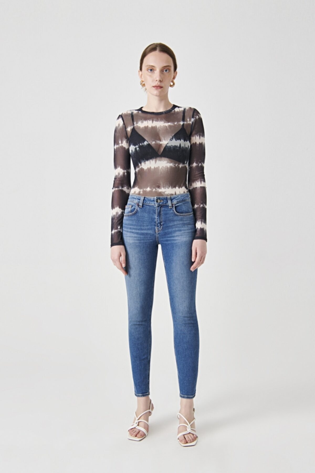 Denim Trip Nelly Normal Bel Dar Paça Skinny Fit Orta Indigo Jean Pantolon