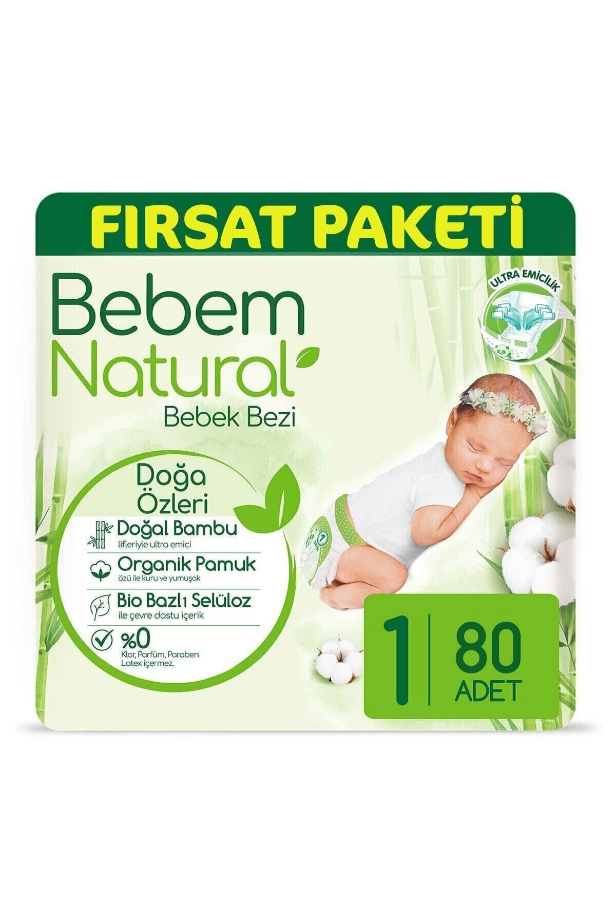 Bebem Natural Bebek Bezi 1 Beden Yenidoğan 80 Adet