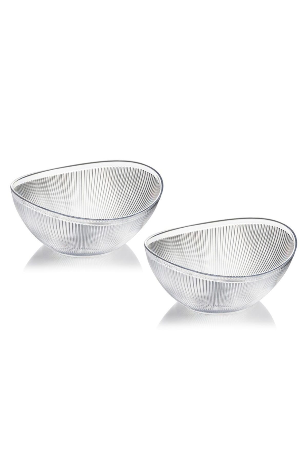 EW's Kitchenware Akrilik Barok Şeffaf Oval 2'li Salata Kasesi