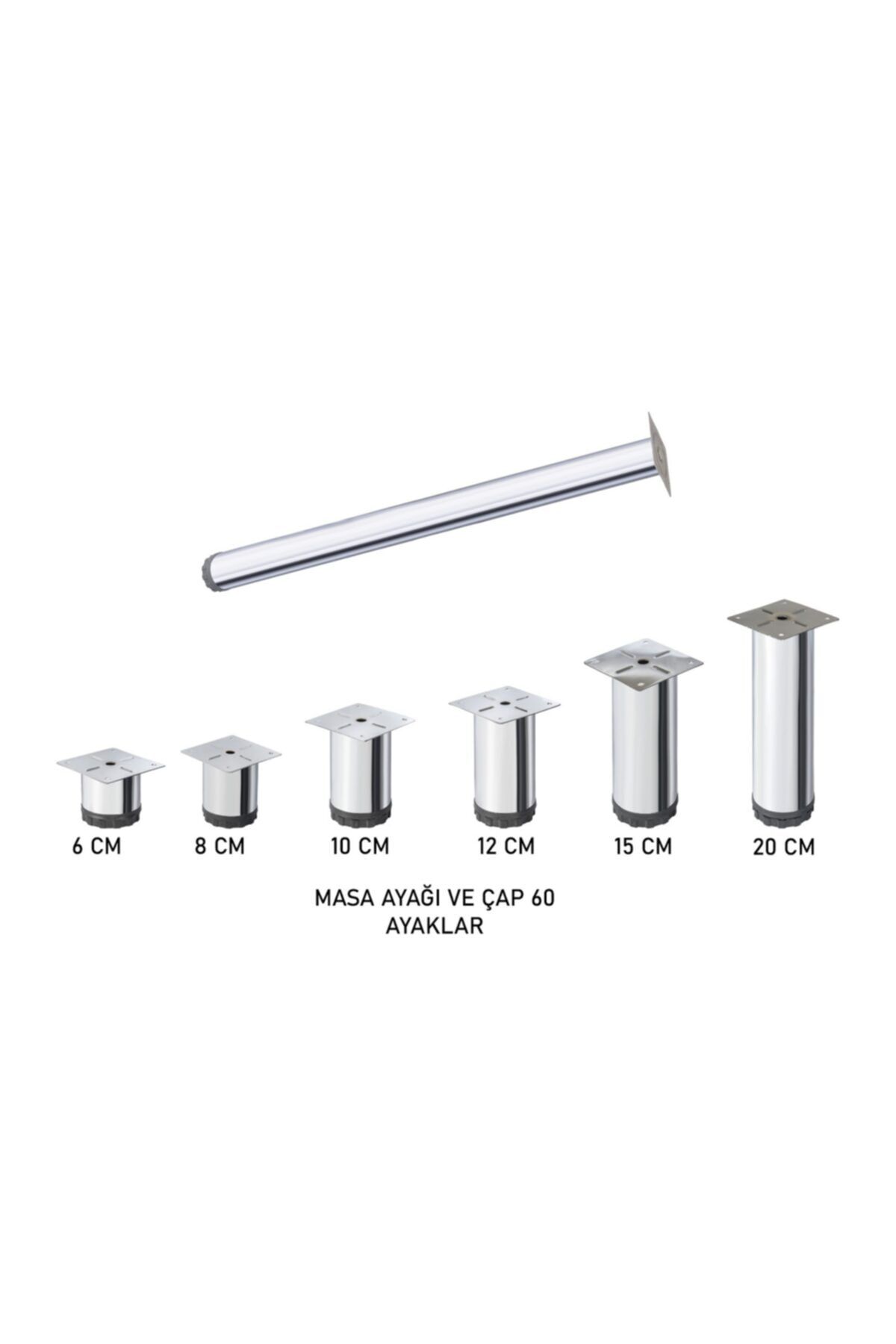 Ulaş Hırdavat Ayarlı Üstü Krom Kaplama Metal Baza Ayak - 10 Cm 10 Adetli Alım