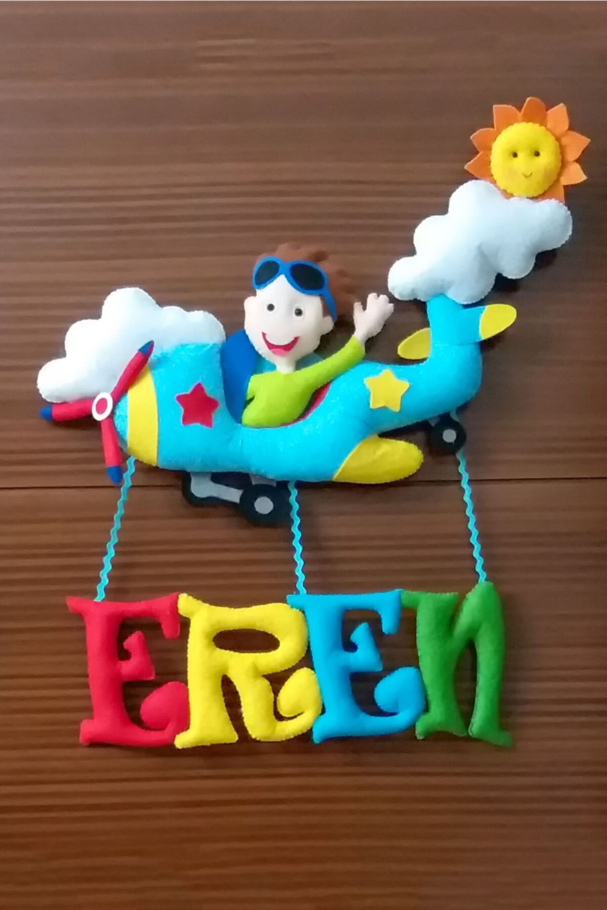Renkli Hayallerim Eren Isimli Uçak Bedek Odası Kapı Süsü