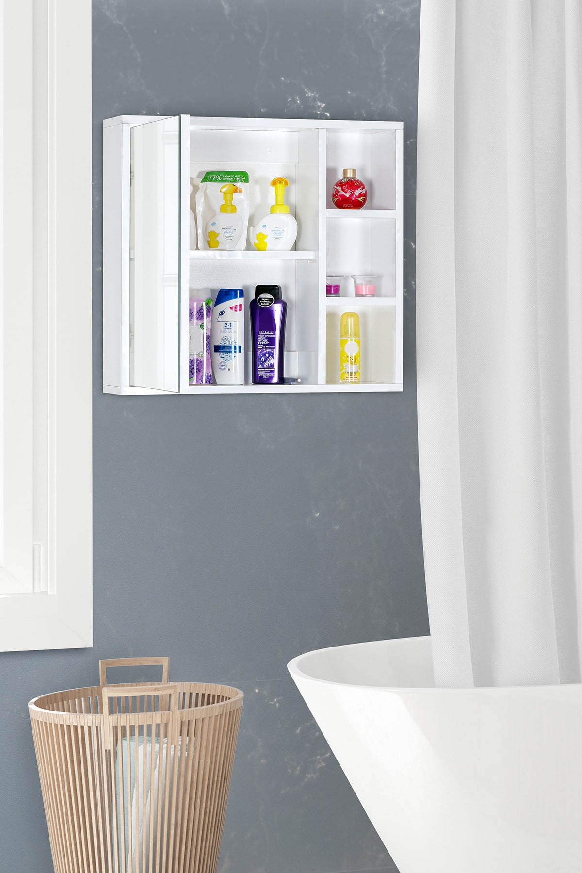 Mars Banyo Gideros Aynalı Kapaklı 5 Raflı Çok Amaçlı Dolap 18mm Mdf Mutfak Banyo Dekoratif Dolap