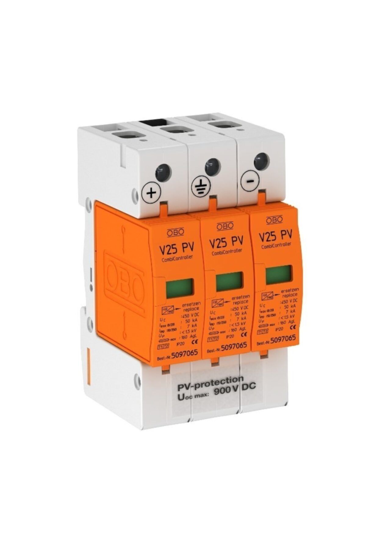 OBO BETTERMAN Tip 1+2 Parafudr ; 3-kutuplu Fotovoltaik ; V25-b+c 3-ph900; (900v) 5097447