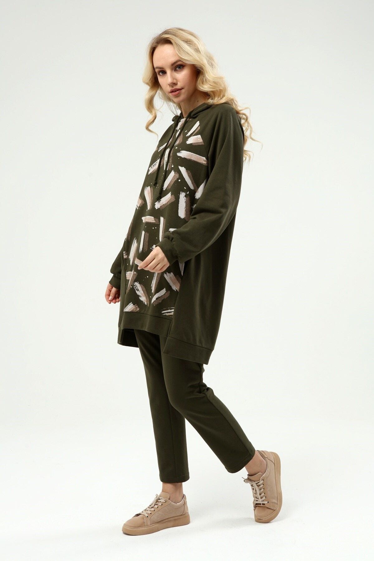 FTZ WOMEN Ftz Ön Baskılı Iki Ip Takım Haki