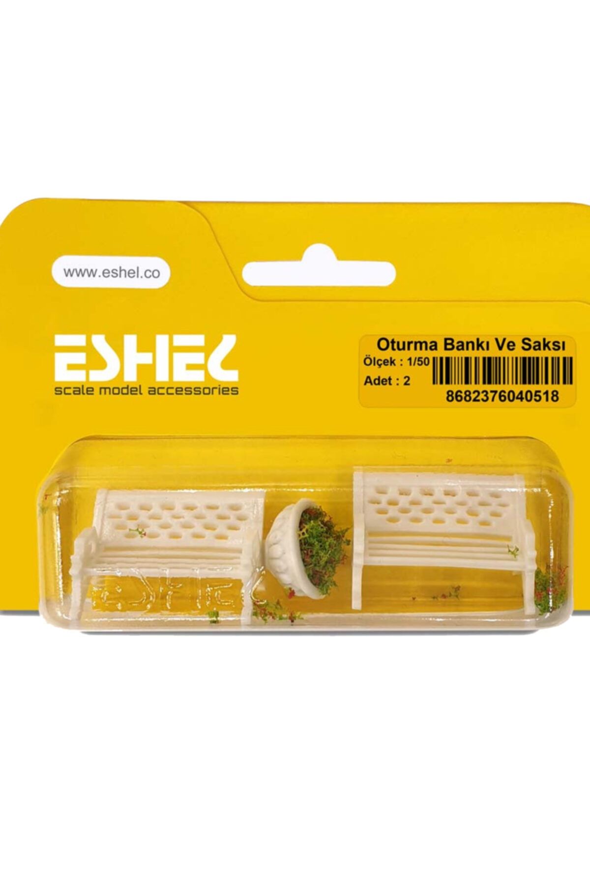 Eshel Maket Oturma Bankı Ve Saksı 1-50 Ölçekli 2'li