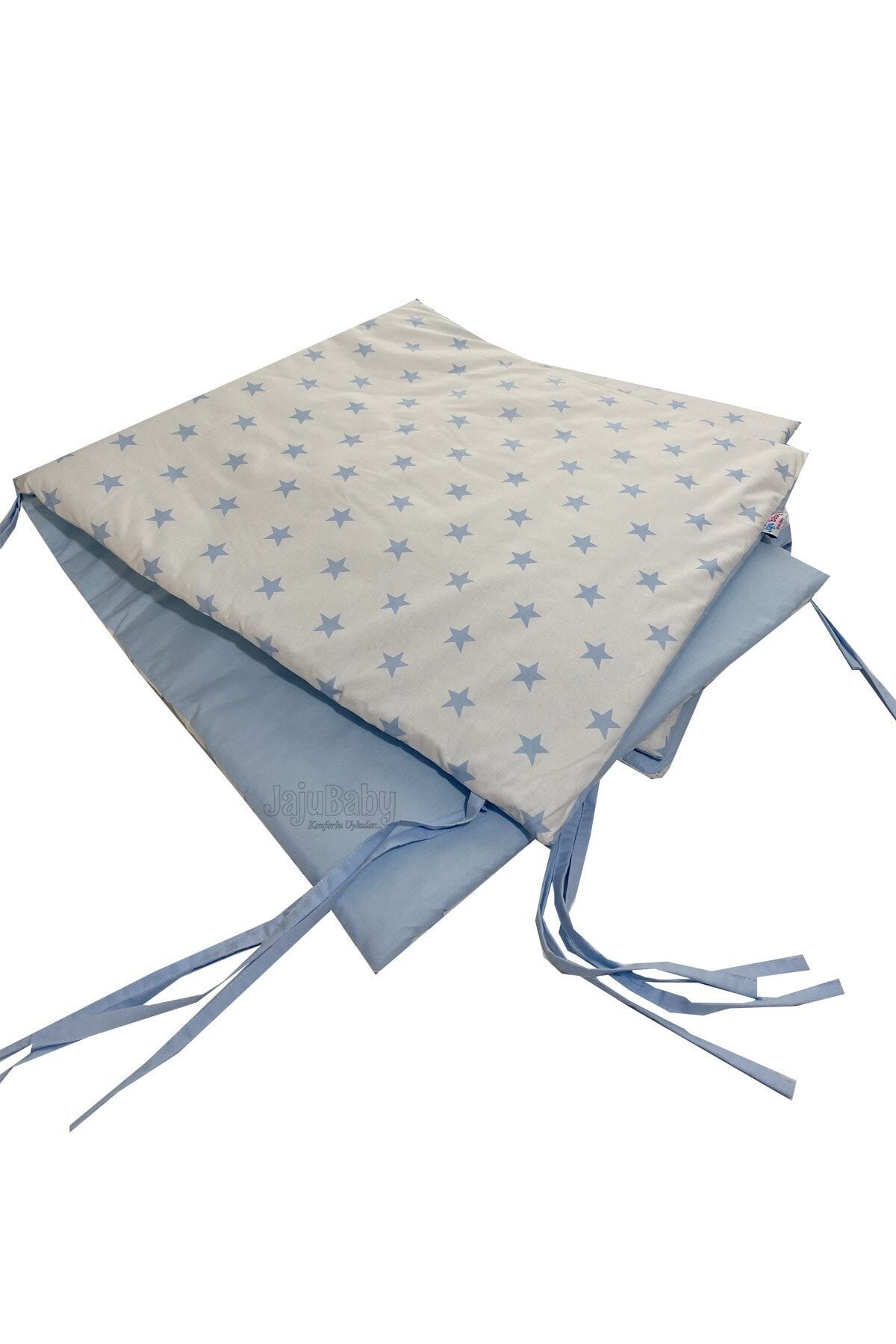 Jaju Baby Mavi Yıldız Tasarım 60*120 Beşik Kenar Koruma ( 4 Kenar )