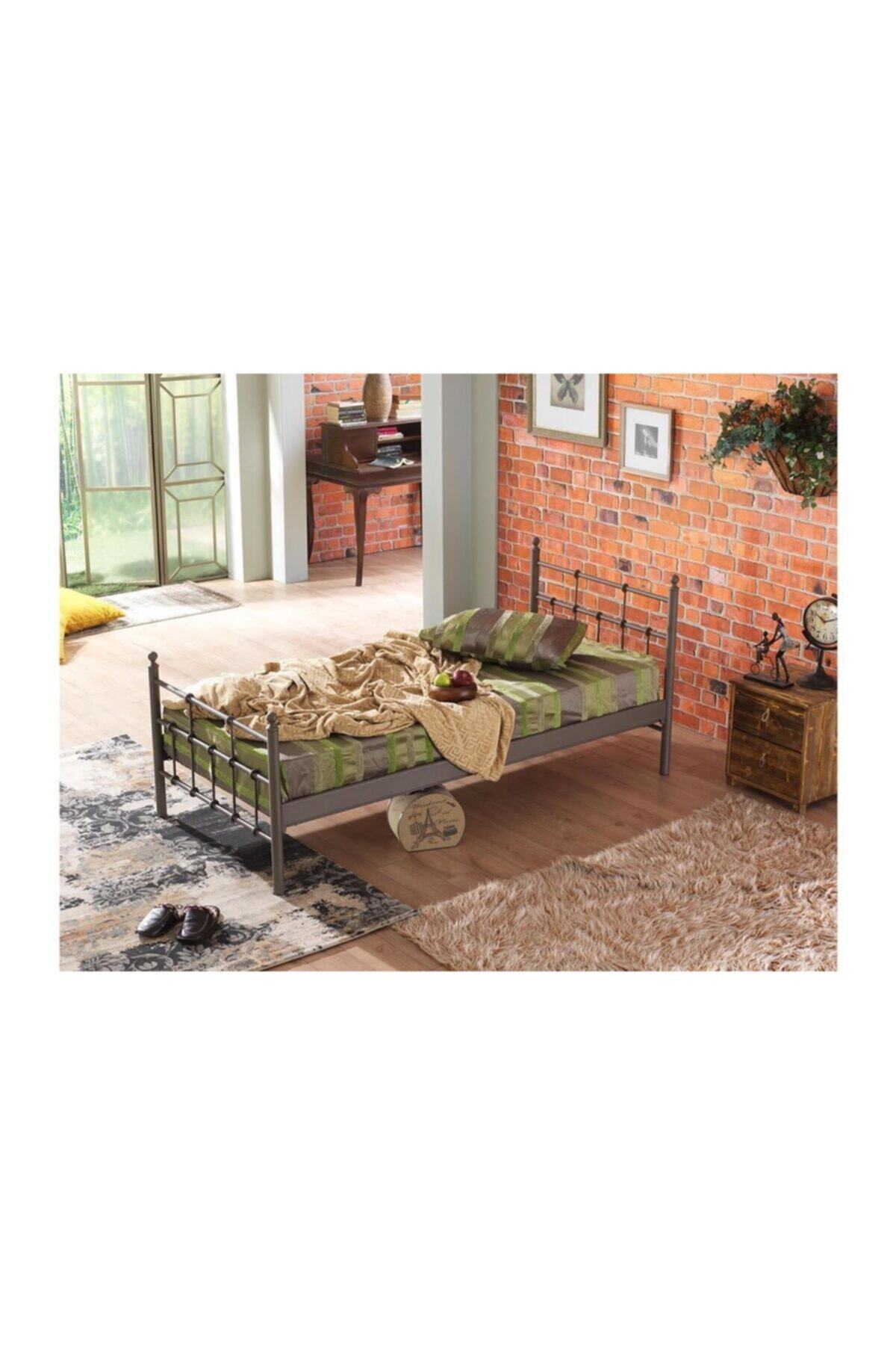 Vivense Unimet Lalas Tek Kişilik Metal Karyola Kahverengi 120x200