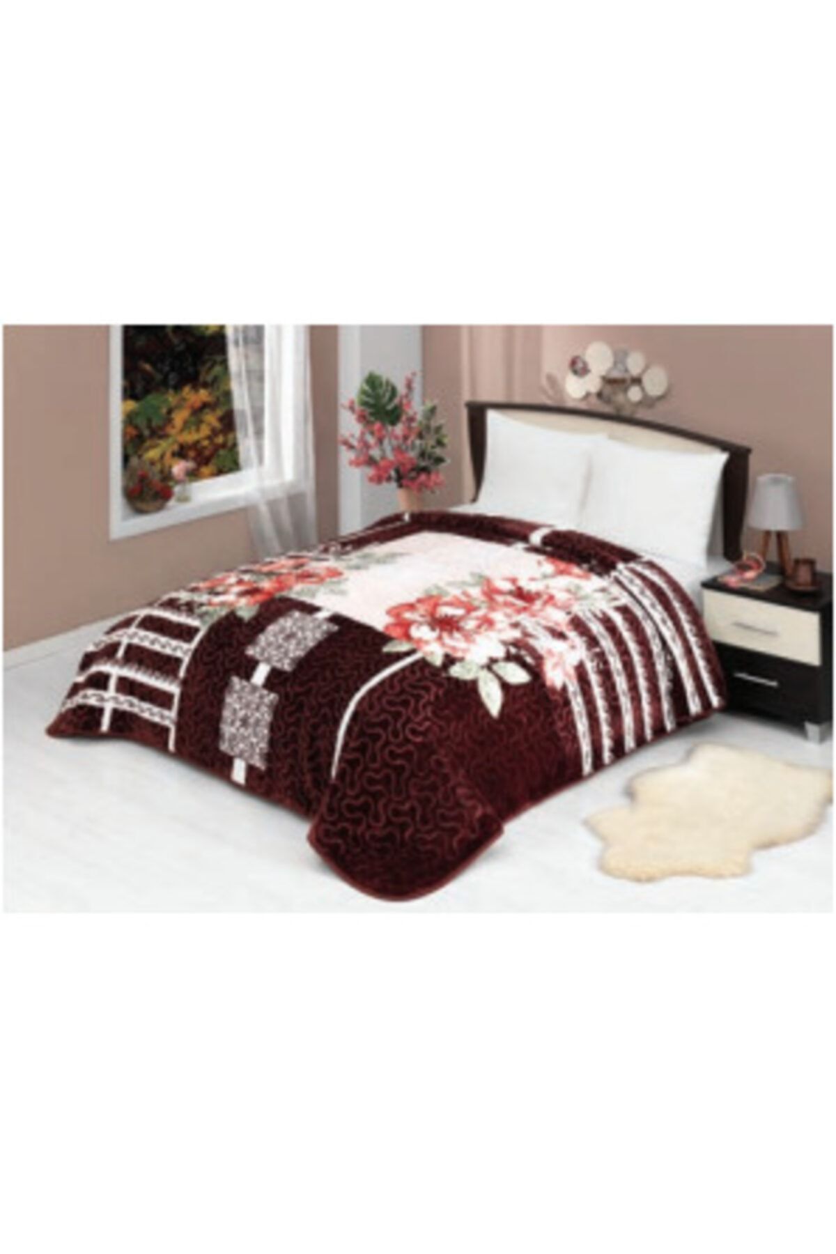 MİNK Solana Lüks Vizon Battal Boy Battaniye 992 Kahve 220x240 &hem Battaniye & Hem Yatak Örtüsü