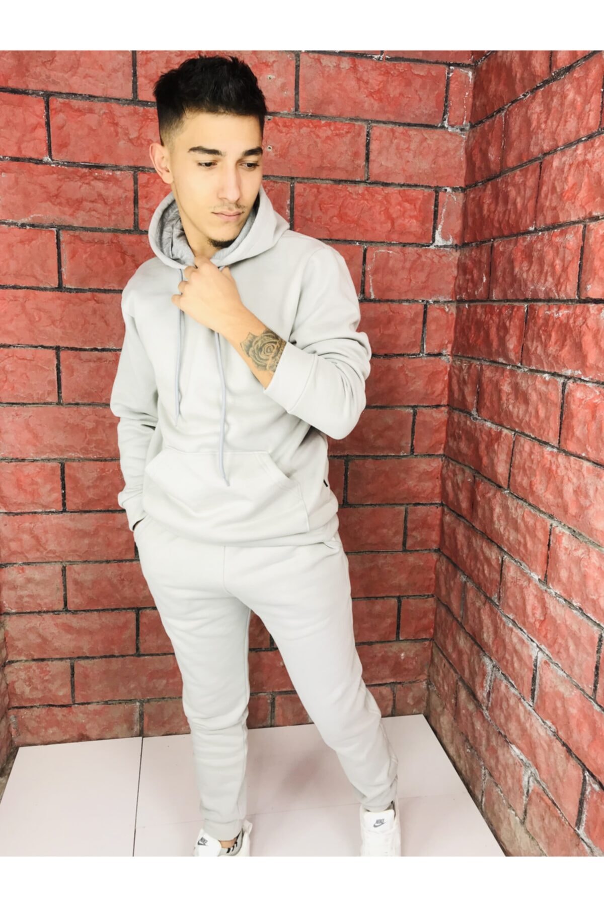 YAKAMEL Unisex Gri Şardonlu Eşofman Takımı