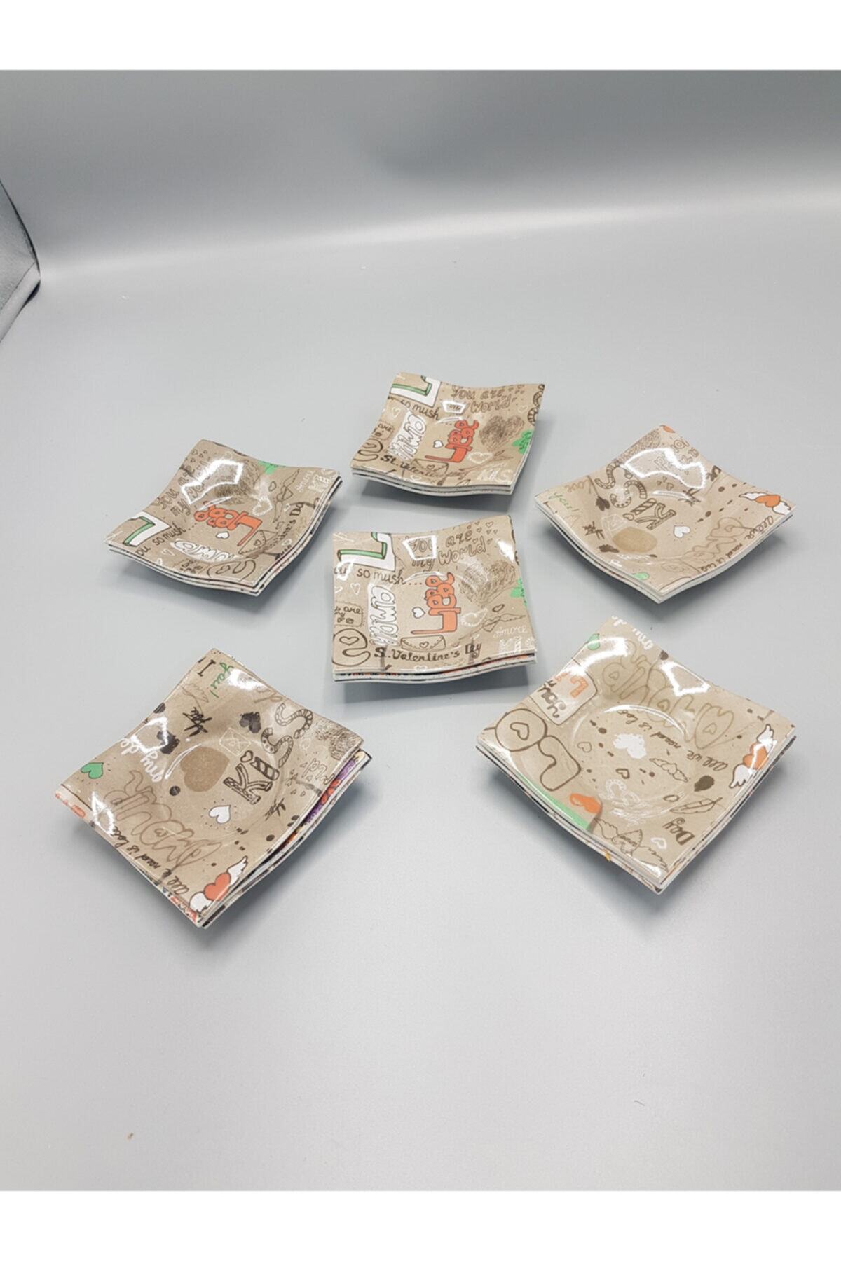 Morza Melamin Kare İçi Çukur Çay Tabağı 9x9cm Desen 3