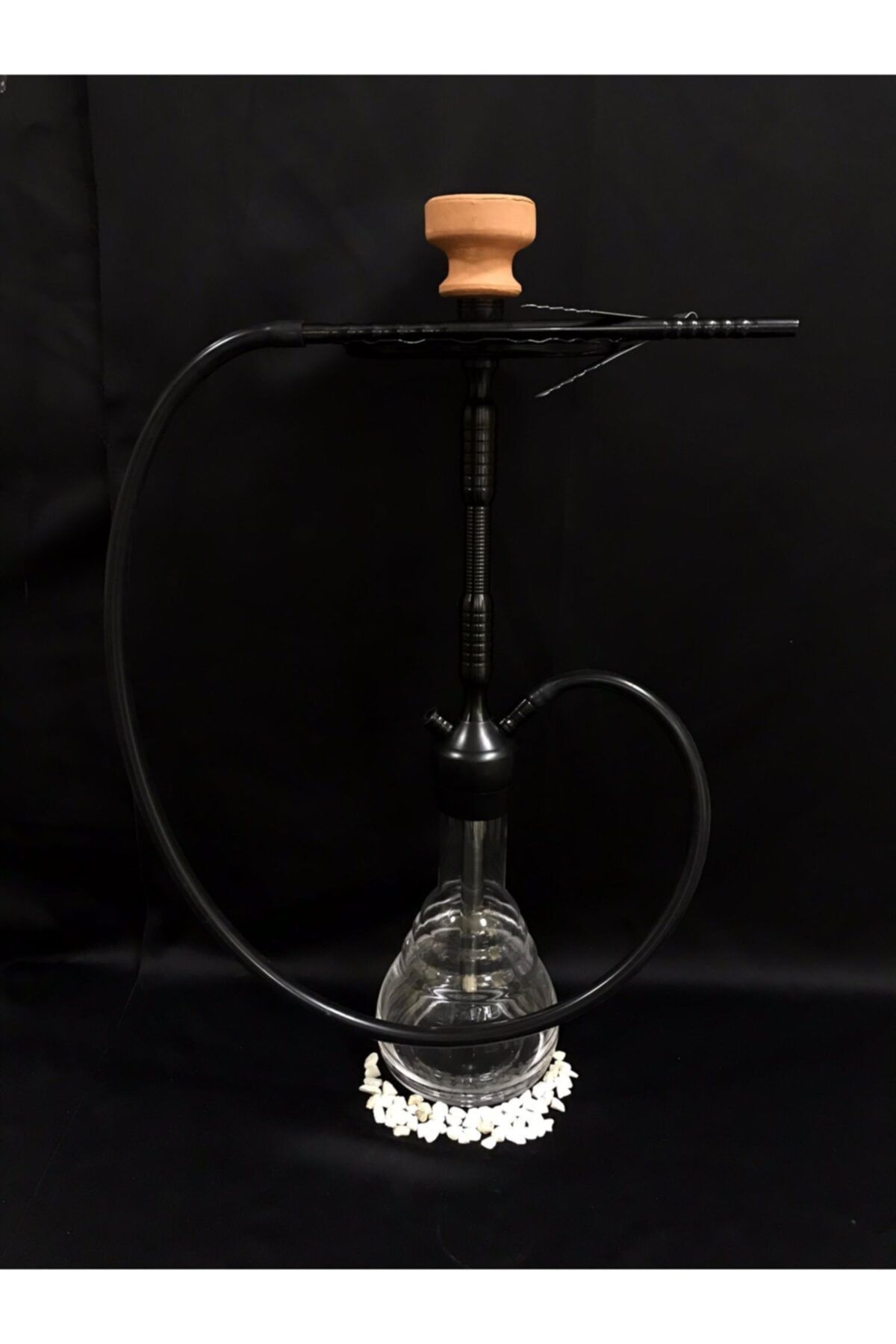 ORJİN TOBACCO Büyük Boy Nargile Takımı 63cm Çelik Iç Boru Lüle,maşa Dahil Set Nargile Cafeci Model Siyah