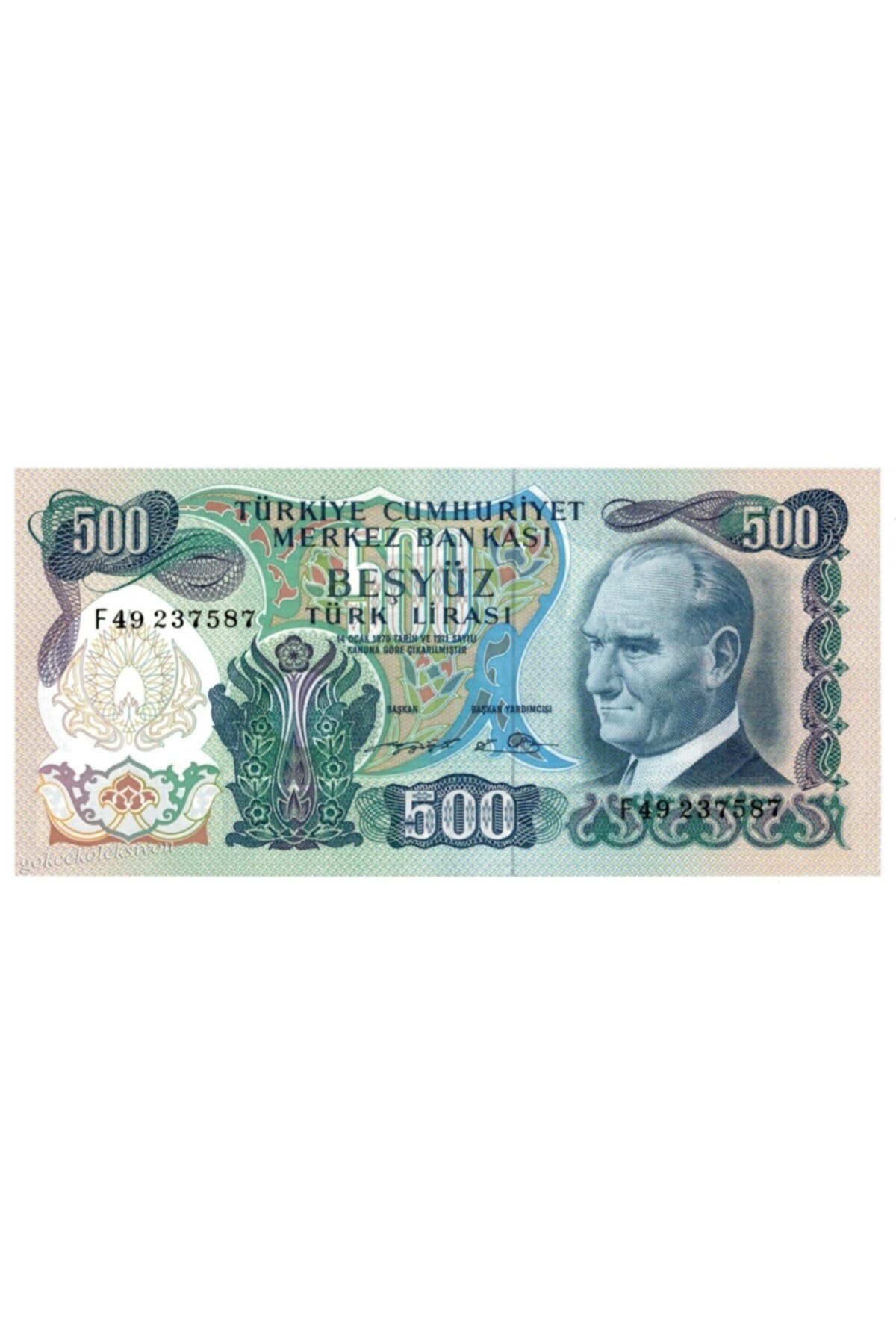 Gökçe Koleksiyon 6.emisyon 2.tertip 500 Lira F49 237587 Ççt+ Tck1628