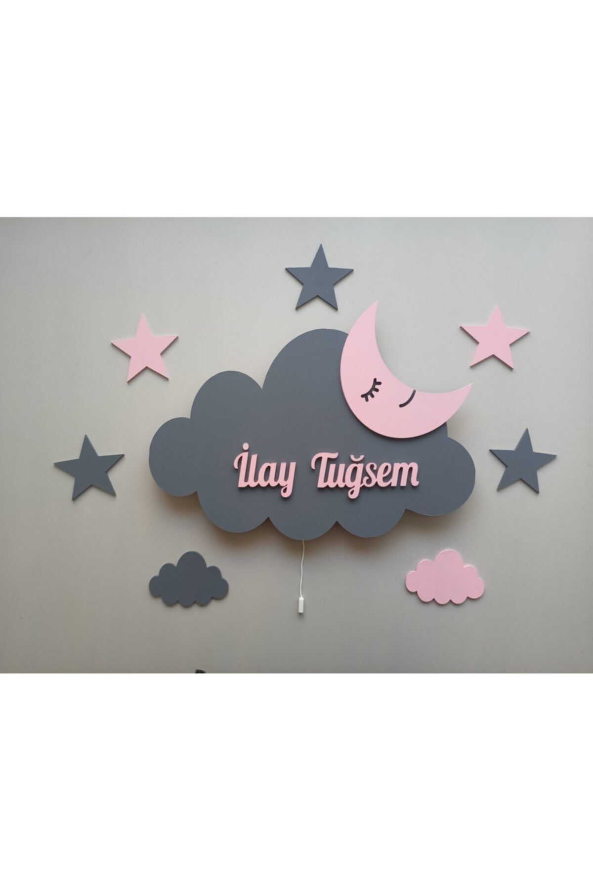 Babystasarım Ahşap Bulut Led'li Çocuk Odası Aydınlatma Gece Lambası