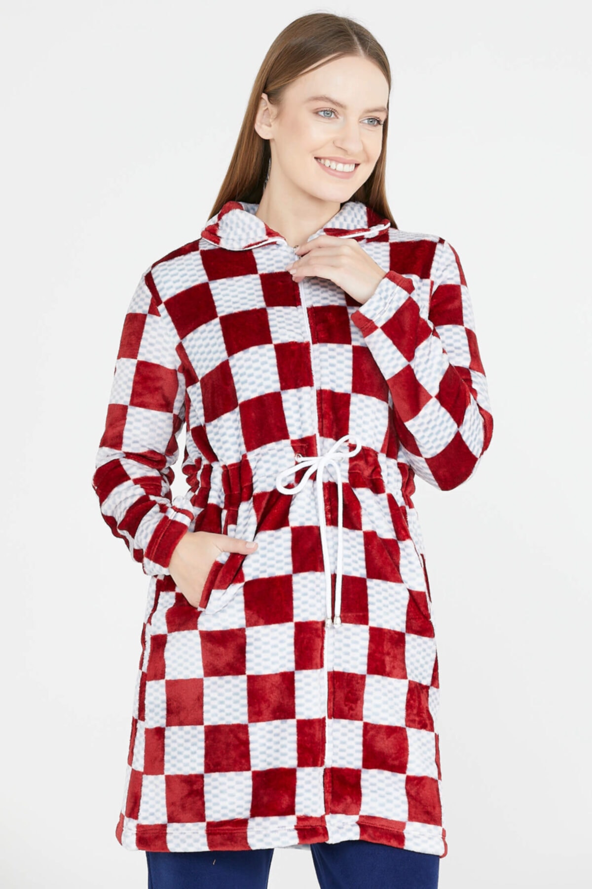 Sementa Desenli Polar Sabahlık - Bordo