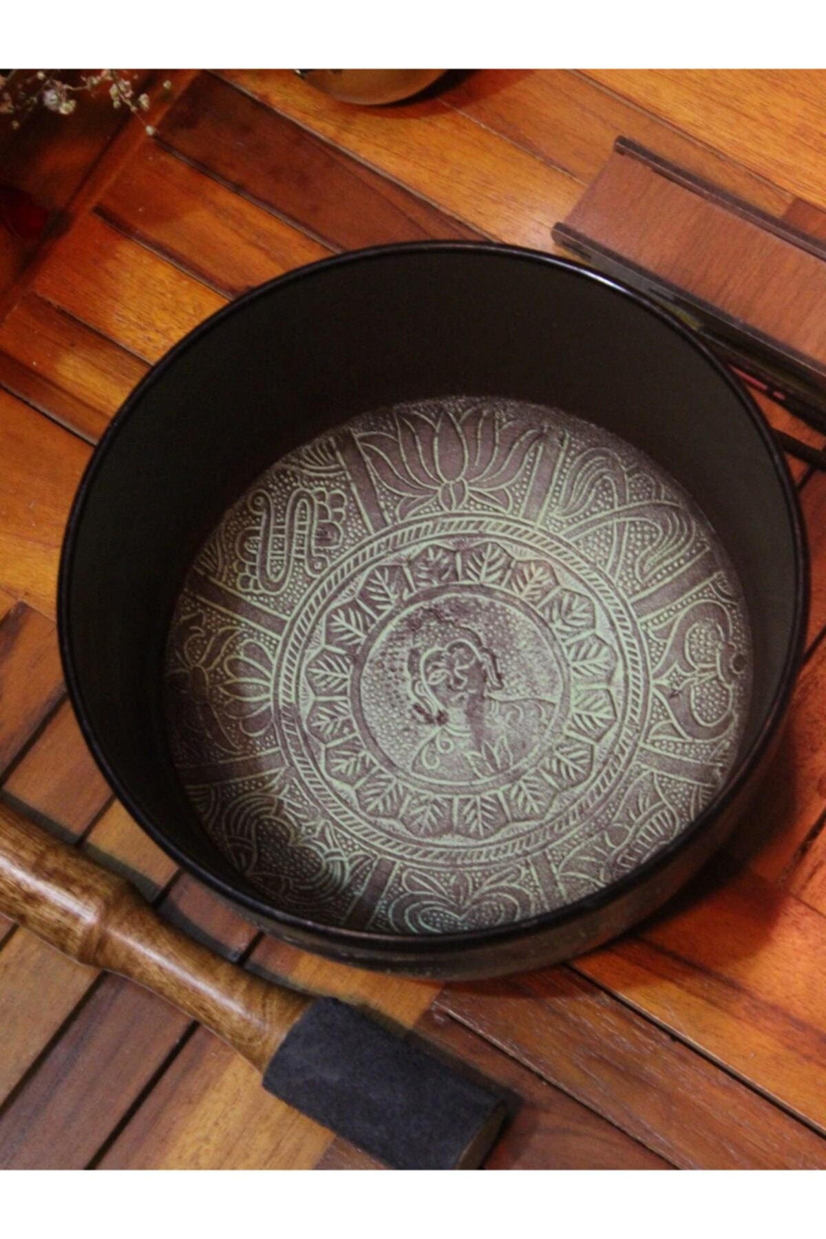 sinerjishop Meditasyon Çanı Yoga Çanı Tibet Çanağı Singing Bowl Buda Desenli