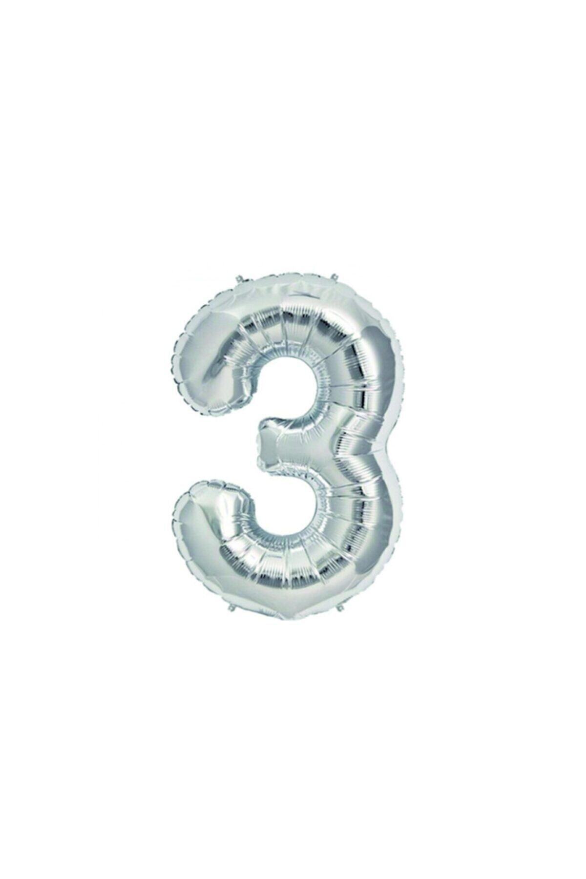 Deniz Party Store Gümüş 3 Rakamı Folyo Balon 16\