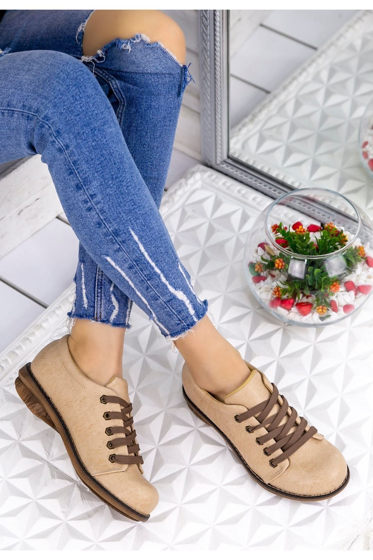 FUGA MODA Kadın Kahve Cilt Oxford Ayakkabı