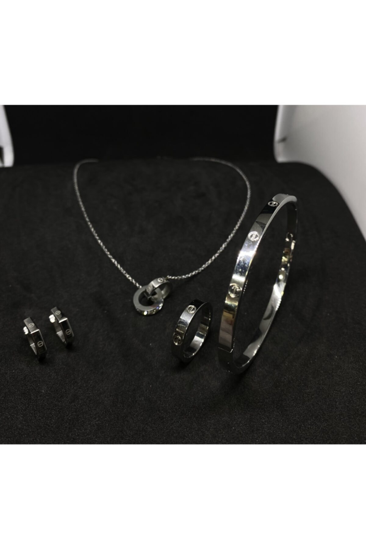 Favorim takı Gümüş Renkli Dört’lü Cartier Çelik Set