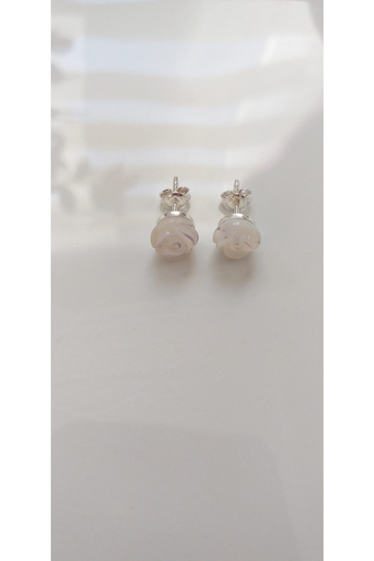 Bourjois Jewelry 925 Ayar Gerçek Gümüş Gerçek Doğal Taşlı Çiçek Küpe
