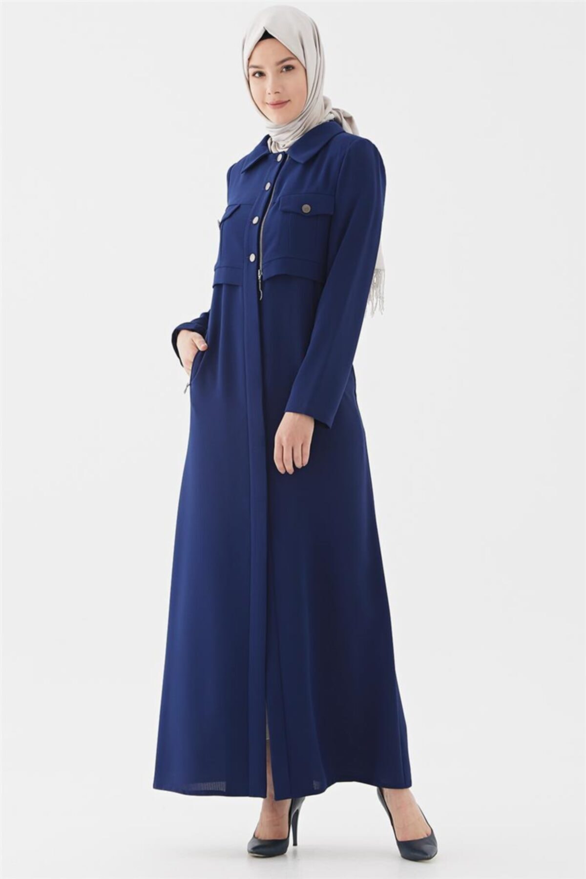 Vivencia Düğmeli Saks Pardesü