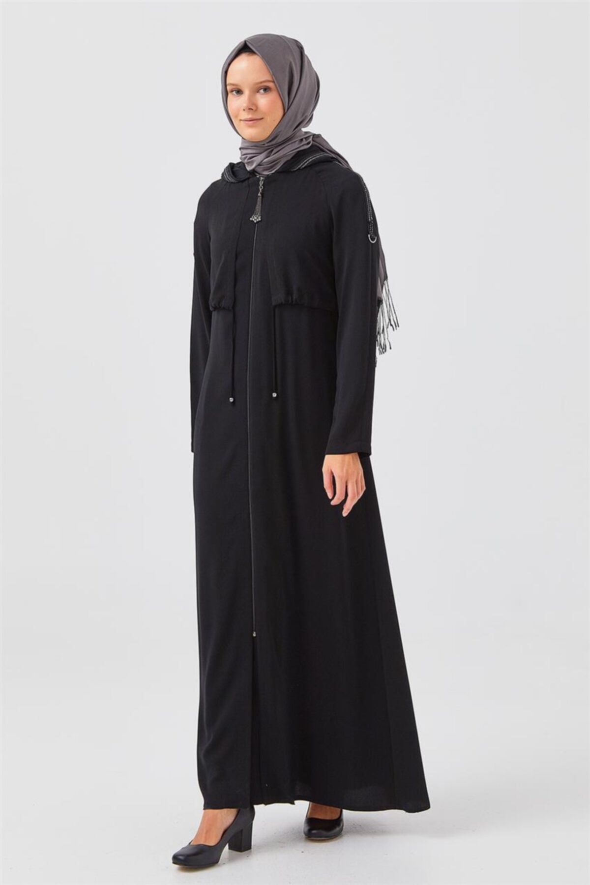 Vivencia Bel Büzgülü Siyah Pardesü