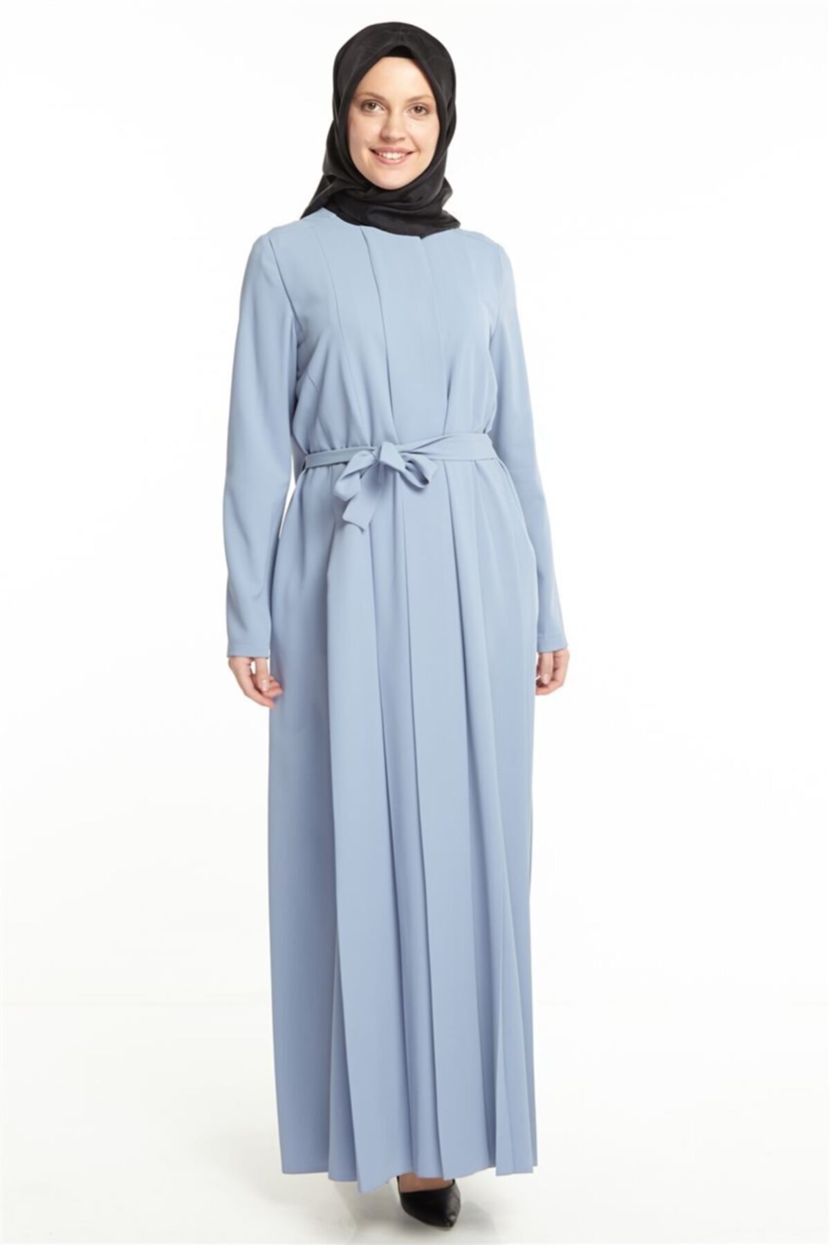 Tuğba Ön Pileli Açık Mavi Pardesü