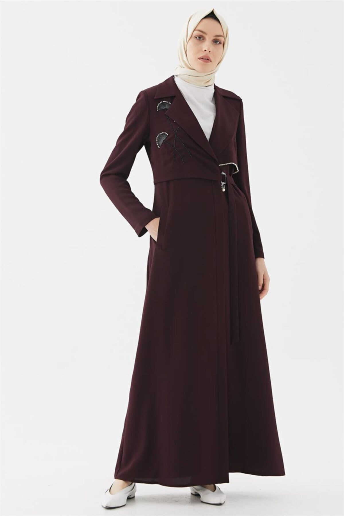 Vivencia Erkek Yaka Mürdüm Pardesü