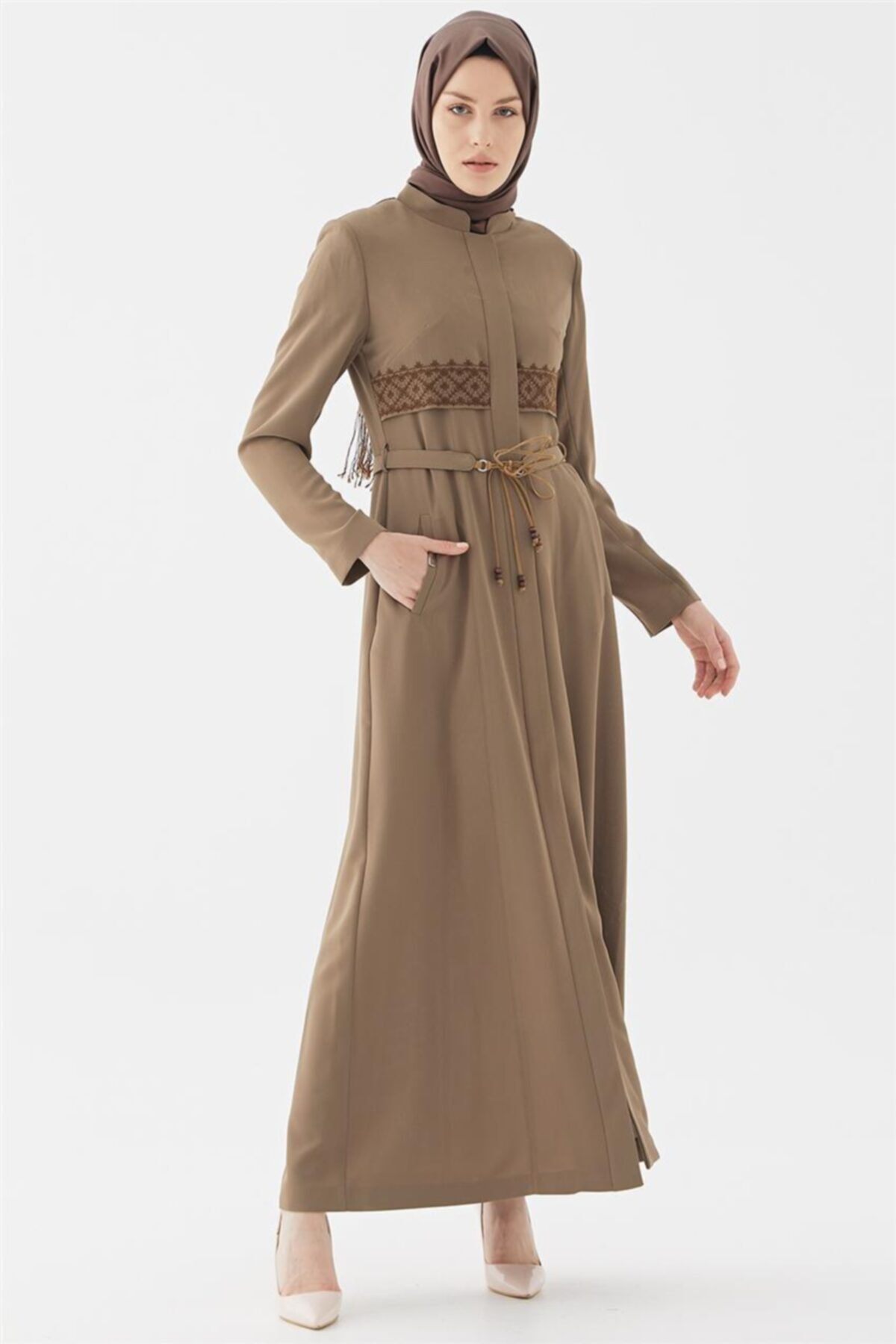 Doque Kadın Toprak Rengi Uzun Tesettür Pardesü Do-b20-55111-20