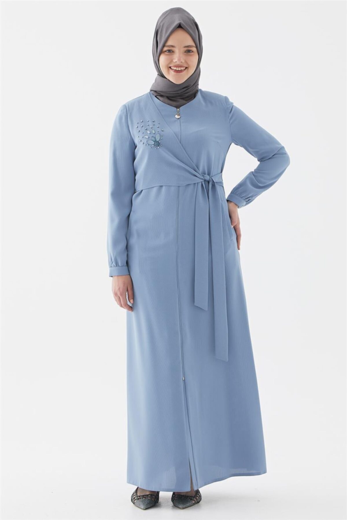 Vivencia Kruvaze Bağlama Buz Mavisi Pardesü