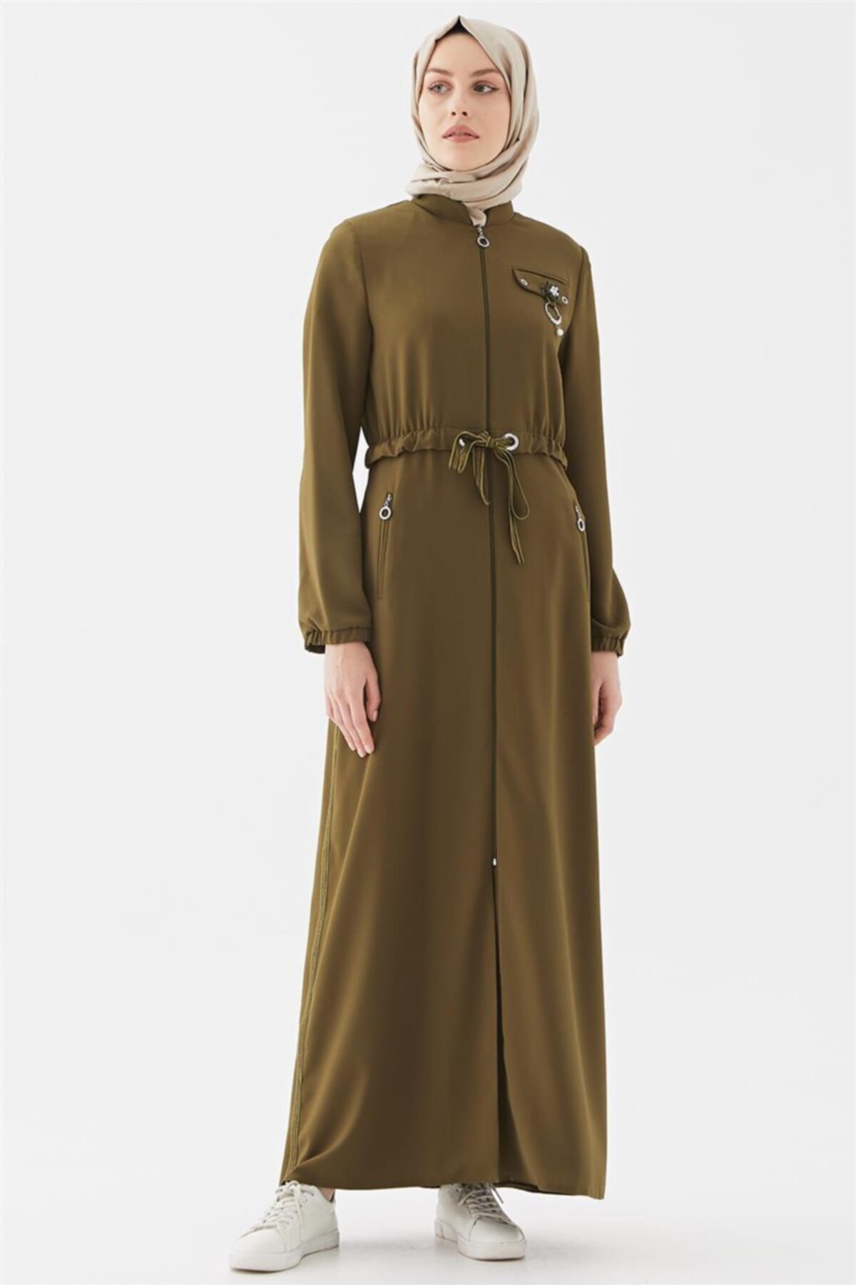 Vivencia Bel Bağcıklı Oliv Pardesü