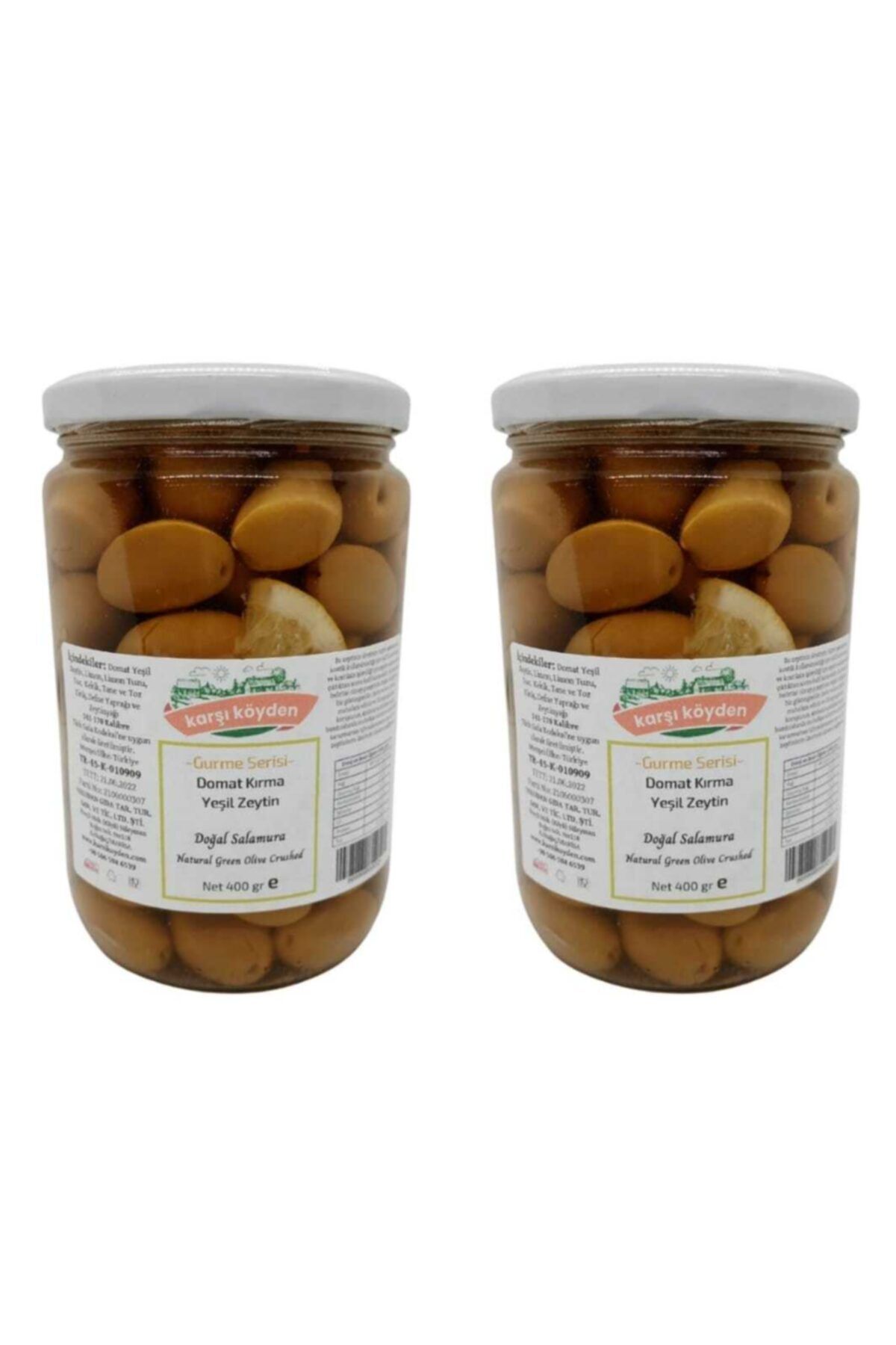 Karşı Köyden Domat Kırma Yeşil Zeytin 400gr X 2 Adet