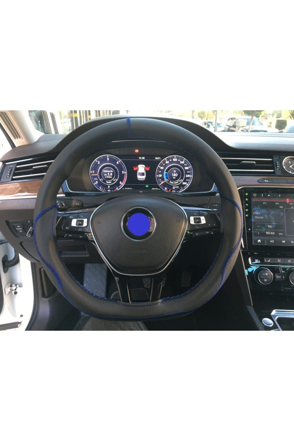 AYAZGURUP Opel Astra G Kasa Dikmeli Direksiyon Kılıfı Siyah Düz Deri Mavi Desenli (deluxe)
