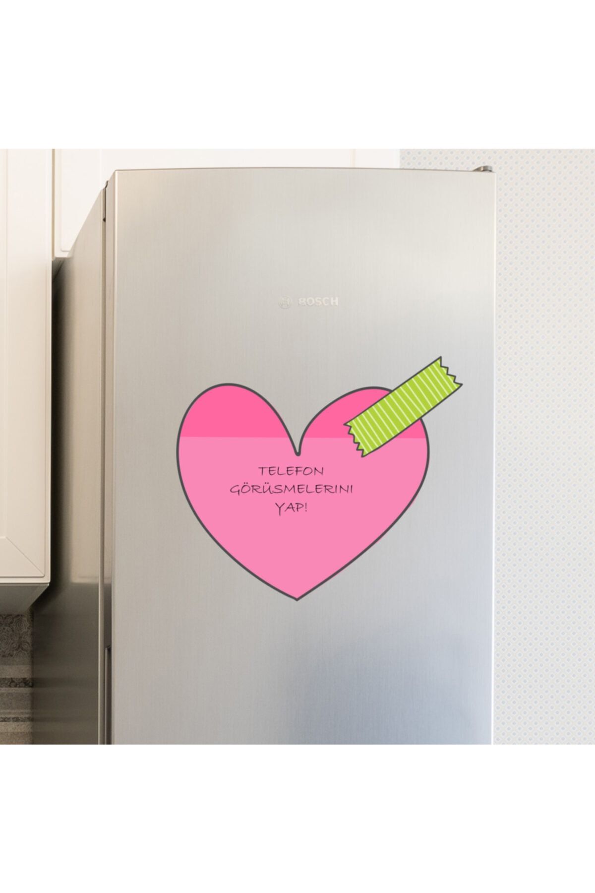 MimOzalit Pembe Kalpli Post-it Üzerine Yazı Yazılabilir Büyük Boy Buzdolabı Magneti Ve Kalemi 50x42cm