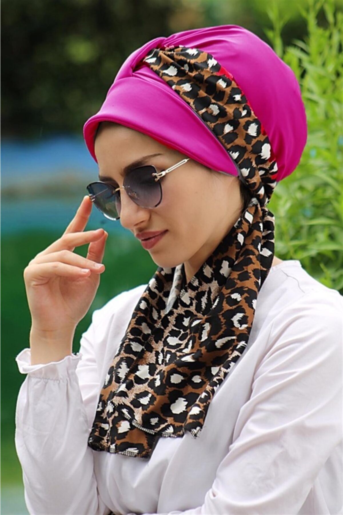 Naymila Kadın Leopar Şallı Şapka Bone