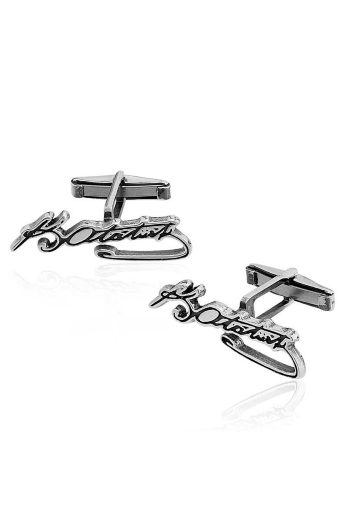 SilverXJewellery Gümüş Kemal Atatürk İmzalı Kol Düğmesi