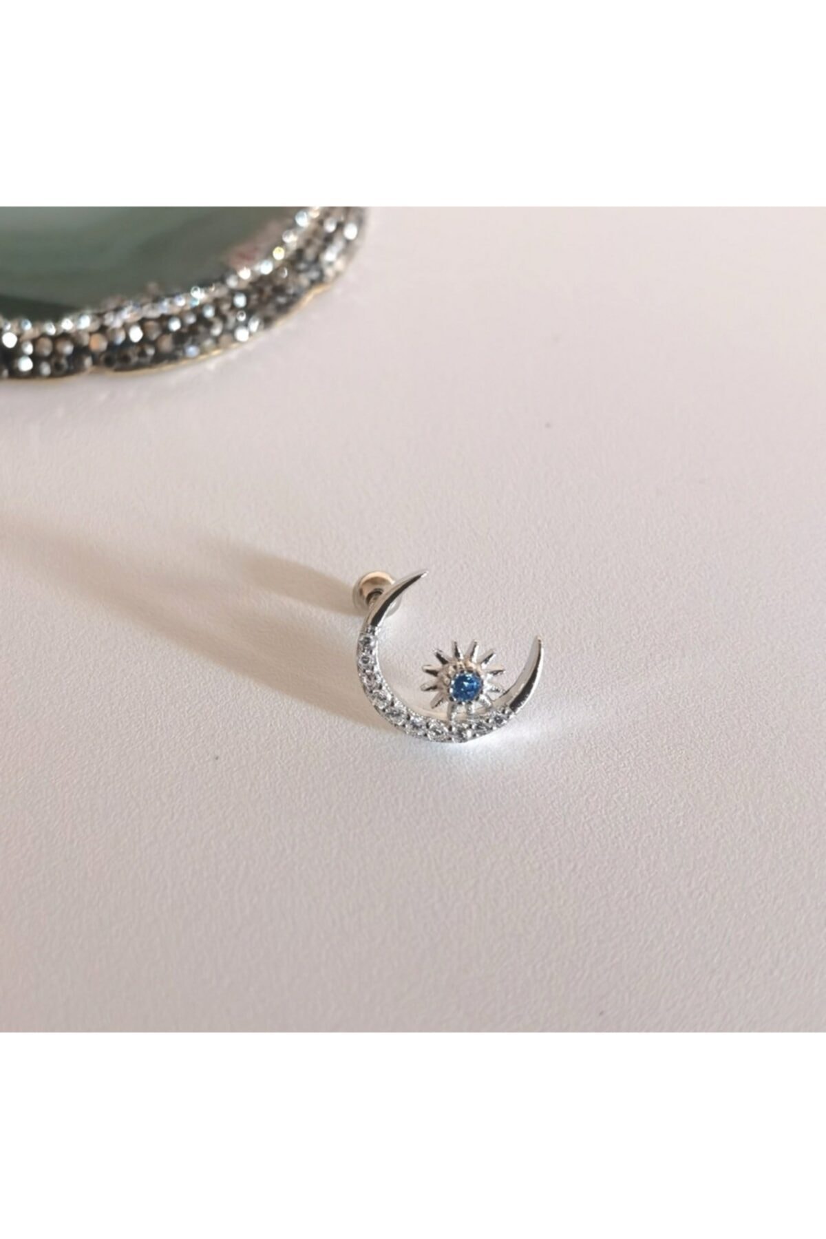 Bylin 925 Ayar Gümüş Ay&yıldız Piercing/küpe