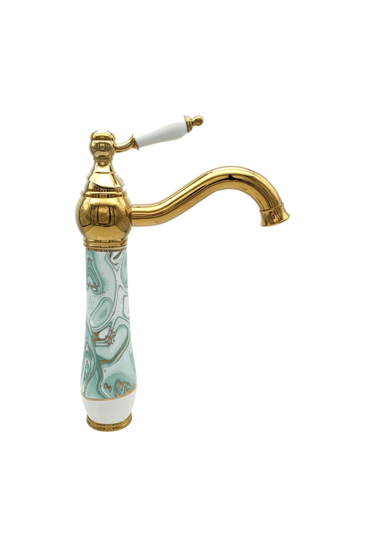 Pure Concept Ebru Yeşil Altın Çanak Lavabo Bataryası