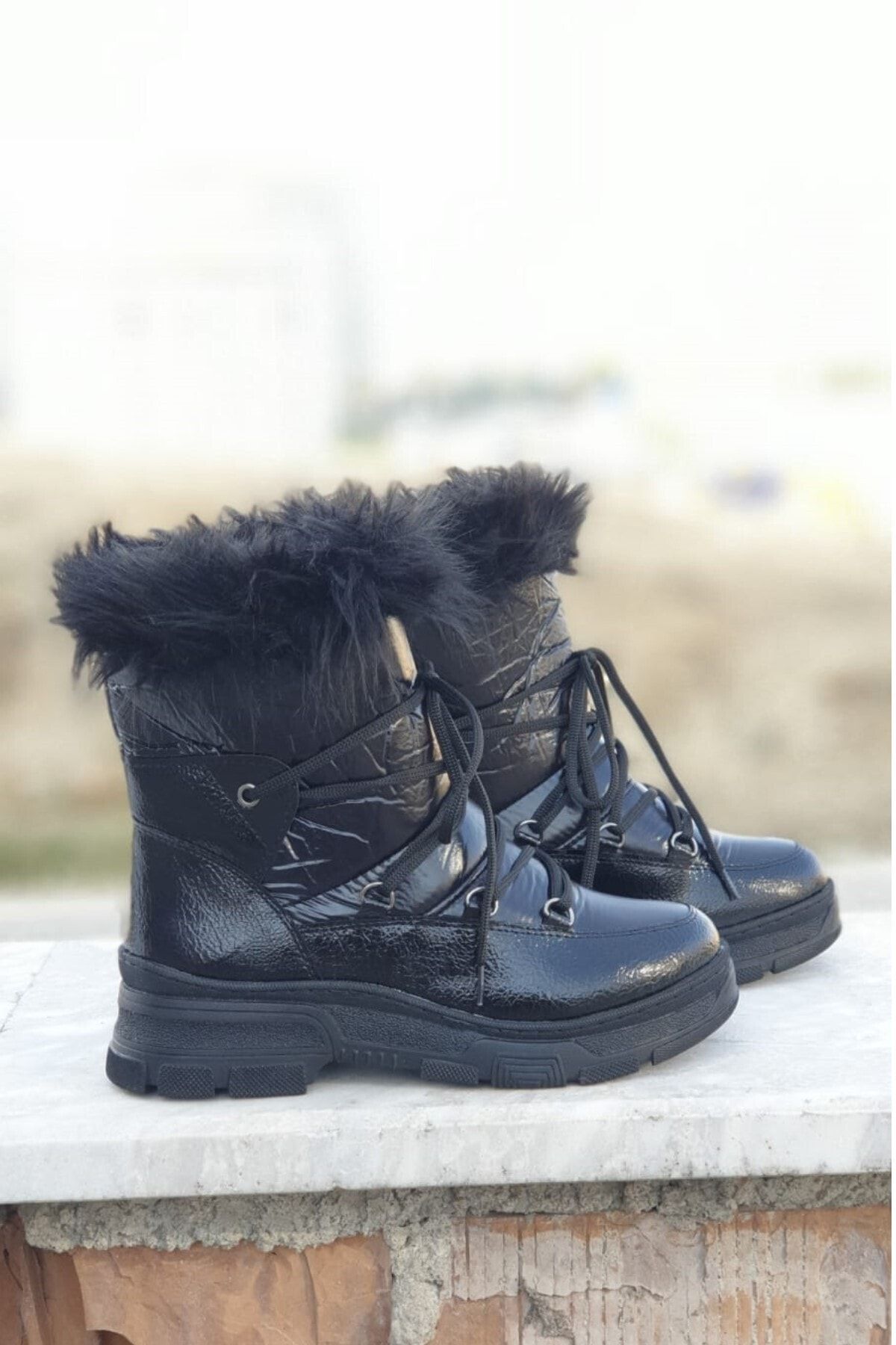 Polo Cardin Siyah Kadın Kar Botu Püsküllü Siyah