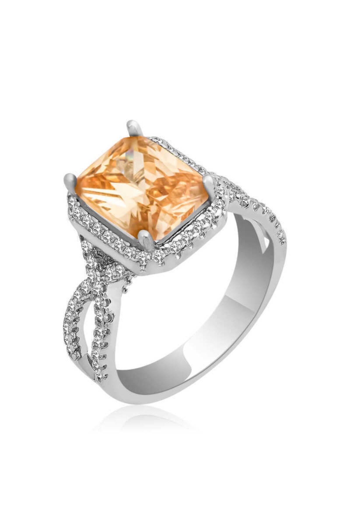 SilverXJewellery Gümüş Baget Kare Bayan Yüzük