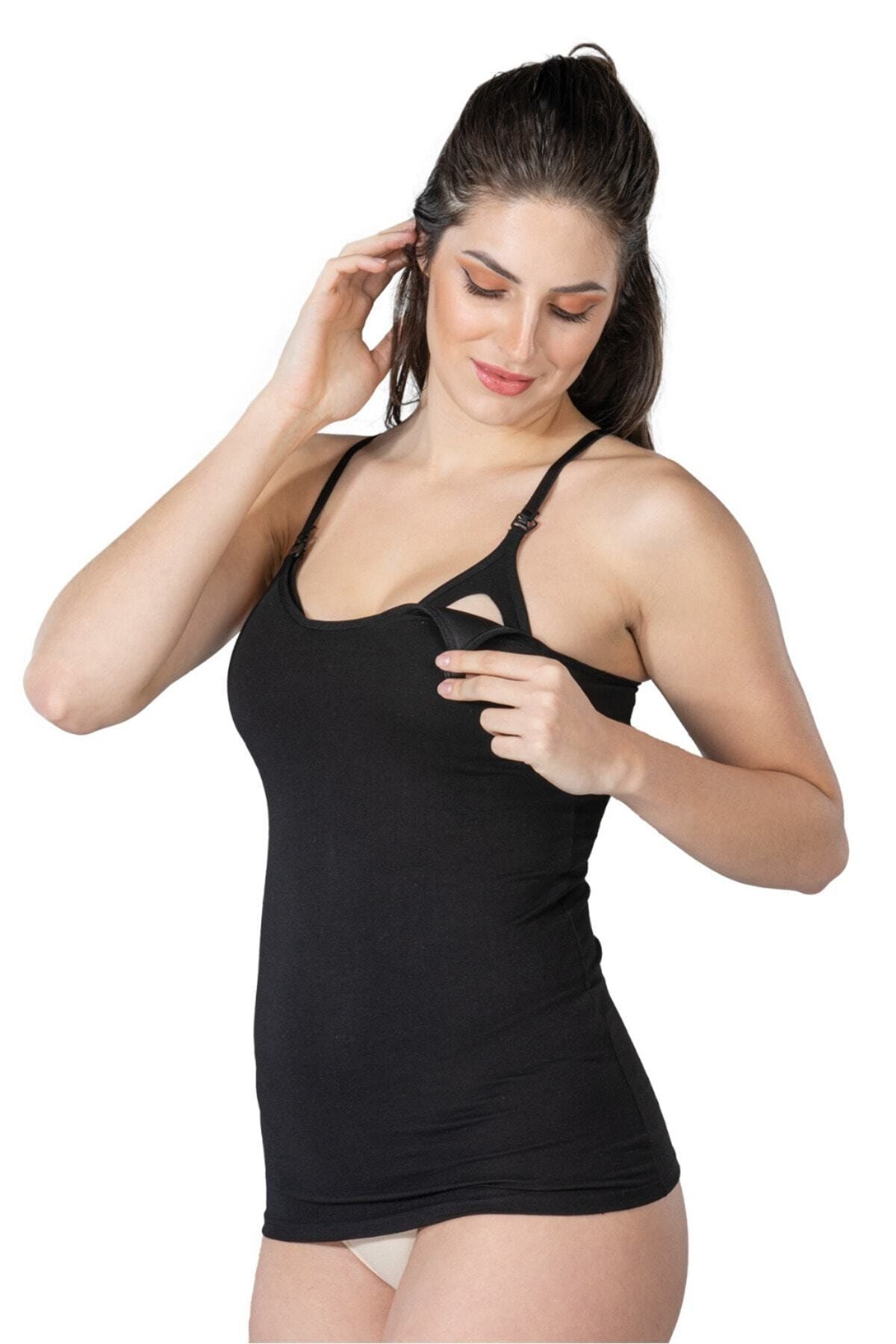 Elissa Siyah - Modal Cotton Kaplı Emzirme Atlet