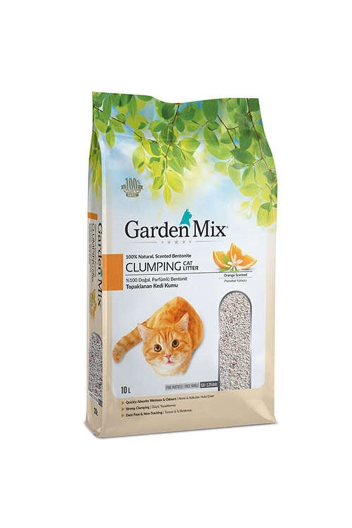 Gardenmix Garden Mix Ince Taneli Topaklaşan Portakallı Doğal Kedi Kumu 10 Lt