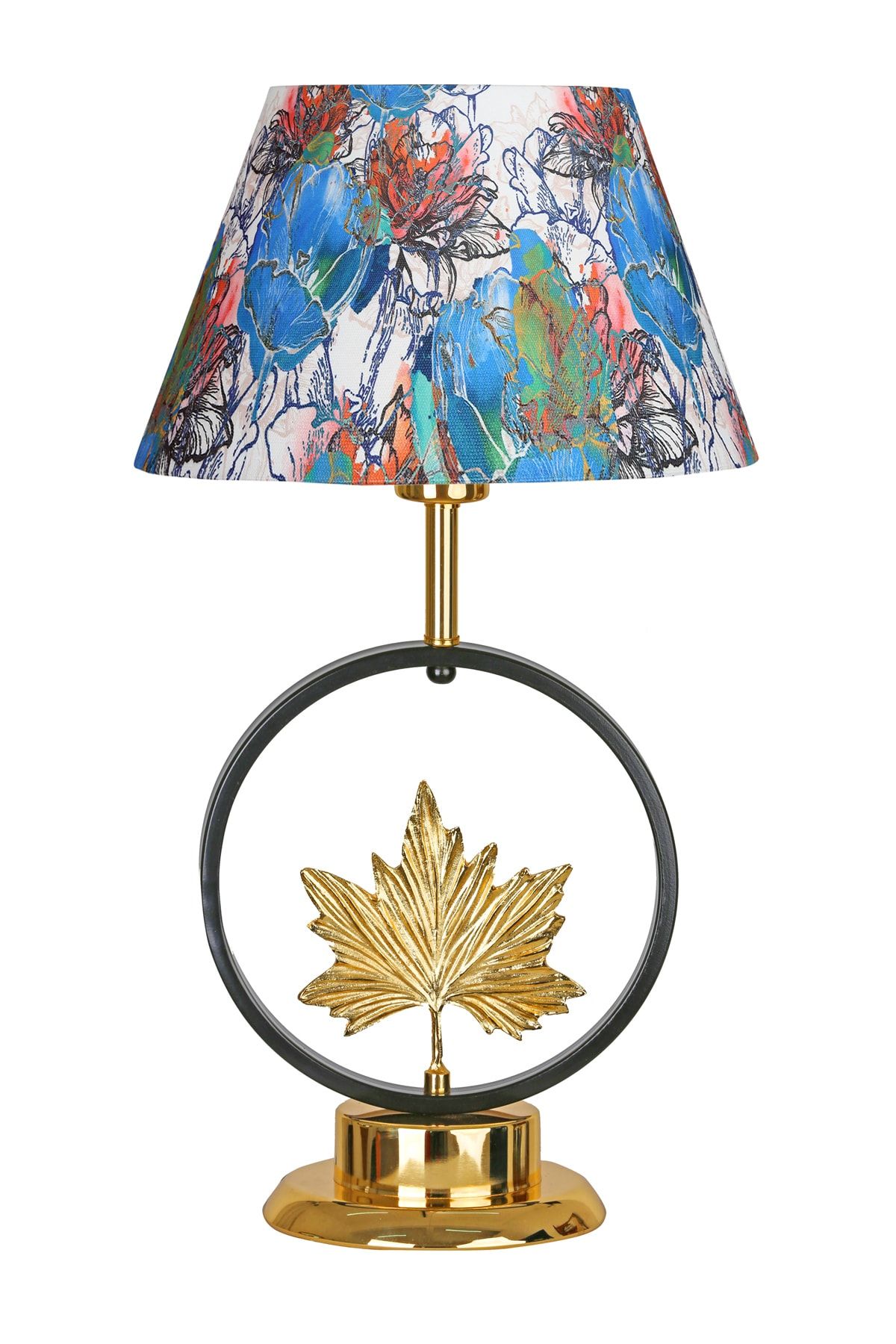 Vinner Gold Kaplama Yaprak Figürlü Özel Tasarım Modern Metal Abajur - Flowers Desenli
