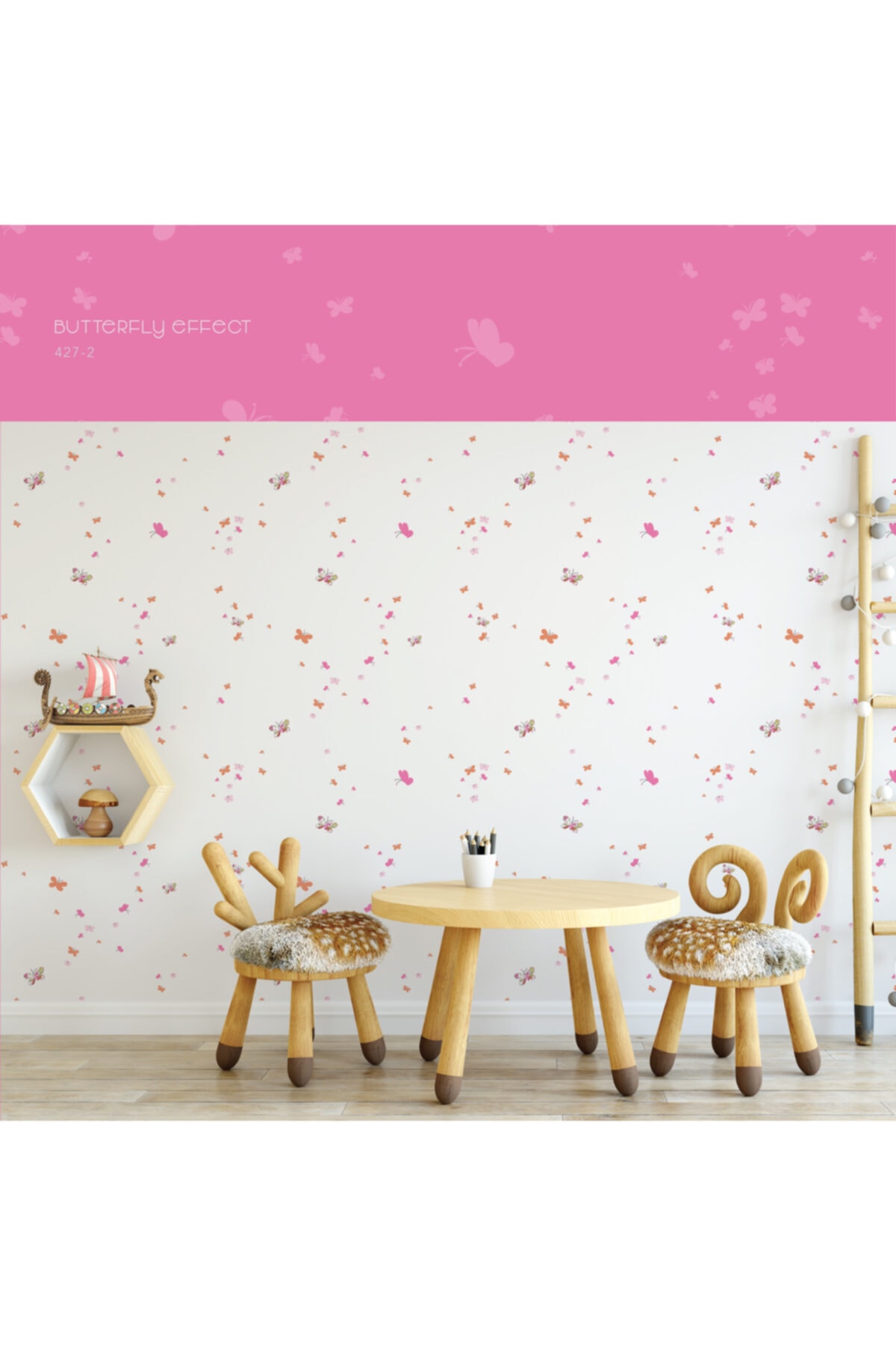 Milky Baby Kelebek Desenli Çocuk Duvar Kağıdı (5 M²)  427-2