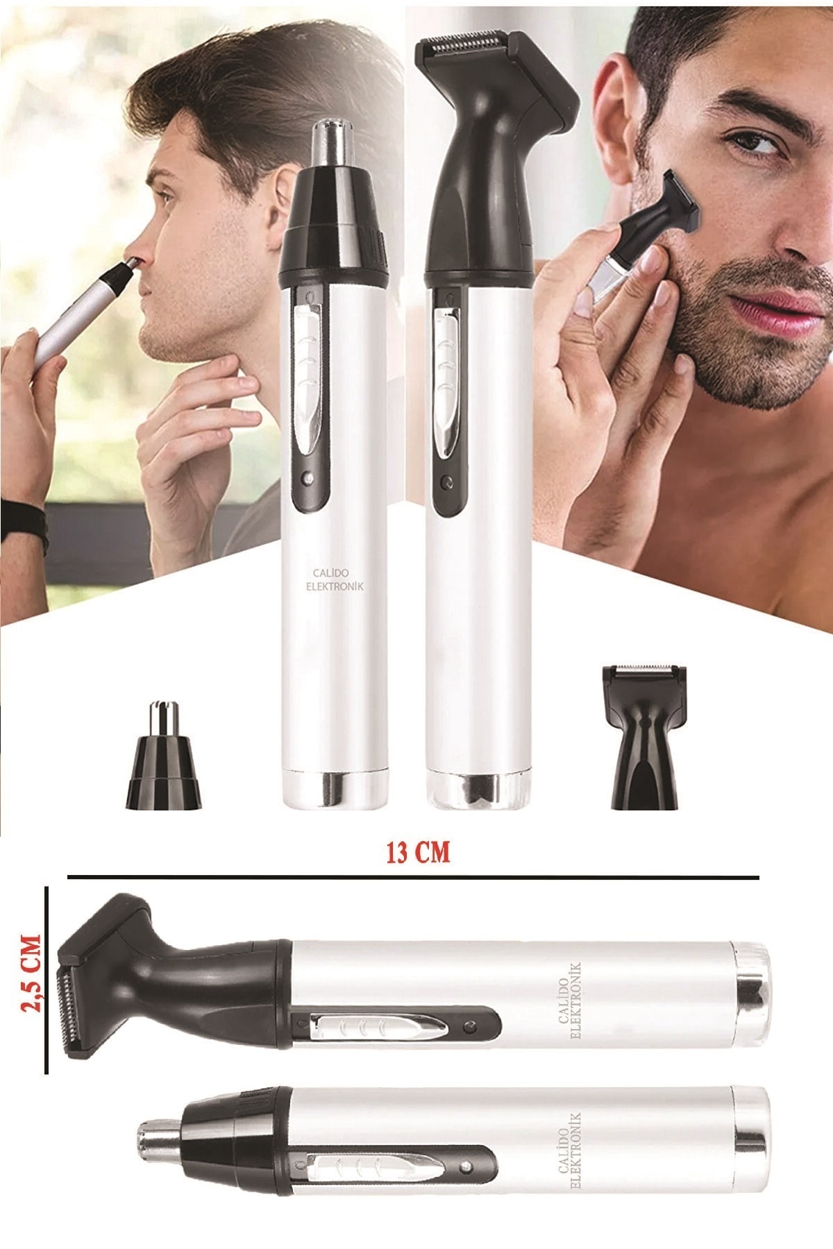Calido Elektronik Şarjlı Kulak Burun Kıl Temizleme Yüz Kılı Temizleme Bıyık Kaş Düzeltme Makinesi Seti Insua Hk-102