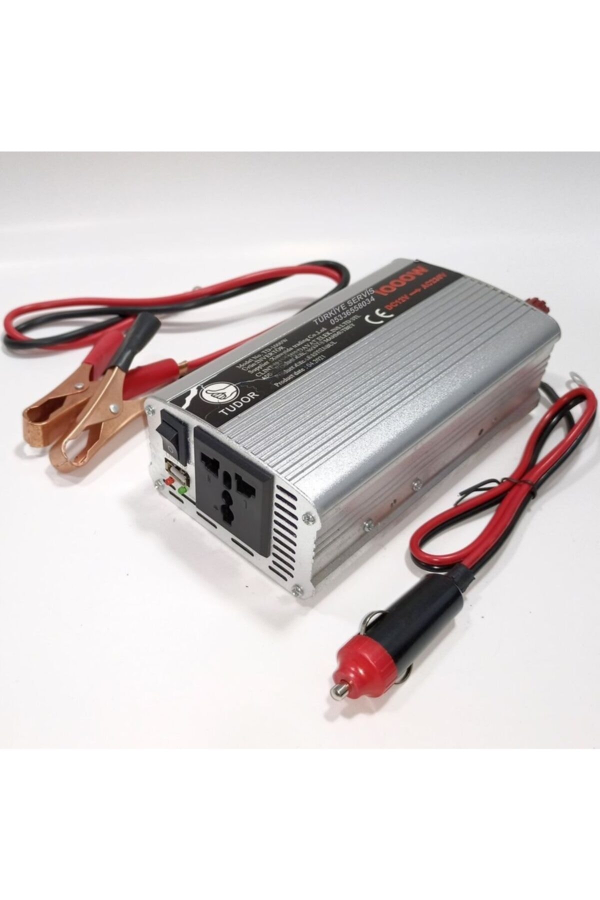 Mbois Süper Inverter 12v Elektriği 220v Çevirici Fanlı Invertör 1000w Usb Çıkışlı Maşa+çakmak 2set Kablo