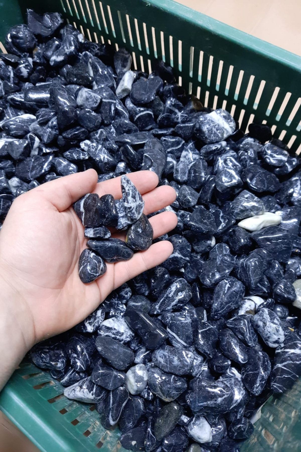 Alyones 1kg Zebra Eko Dekoratif Cilalı Peyzaj Taşları 1,5cm - 2cm Arası