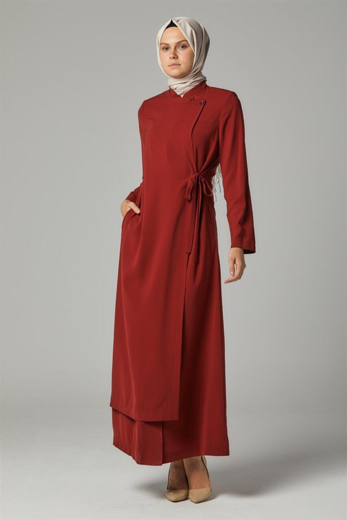 Doque Kruvaze Kapama Bordo Pardesü