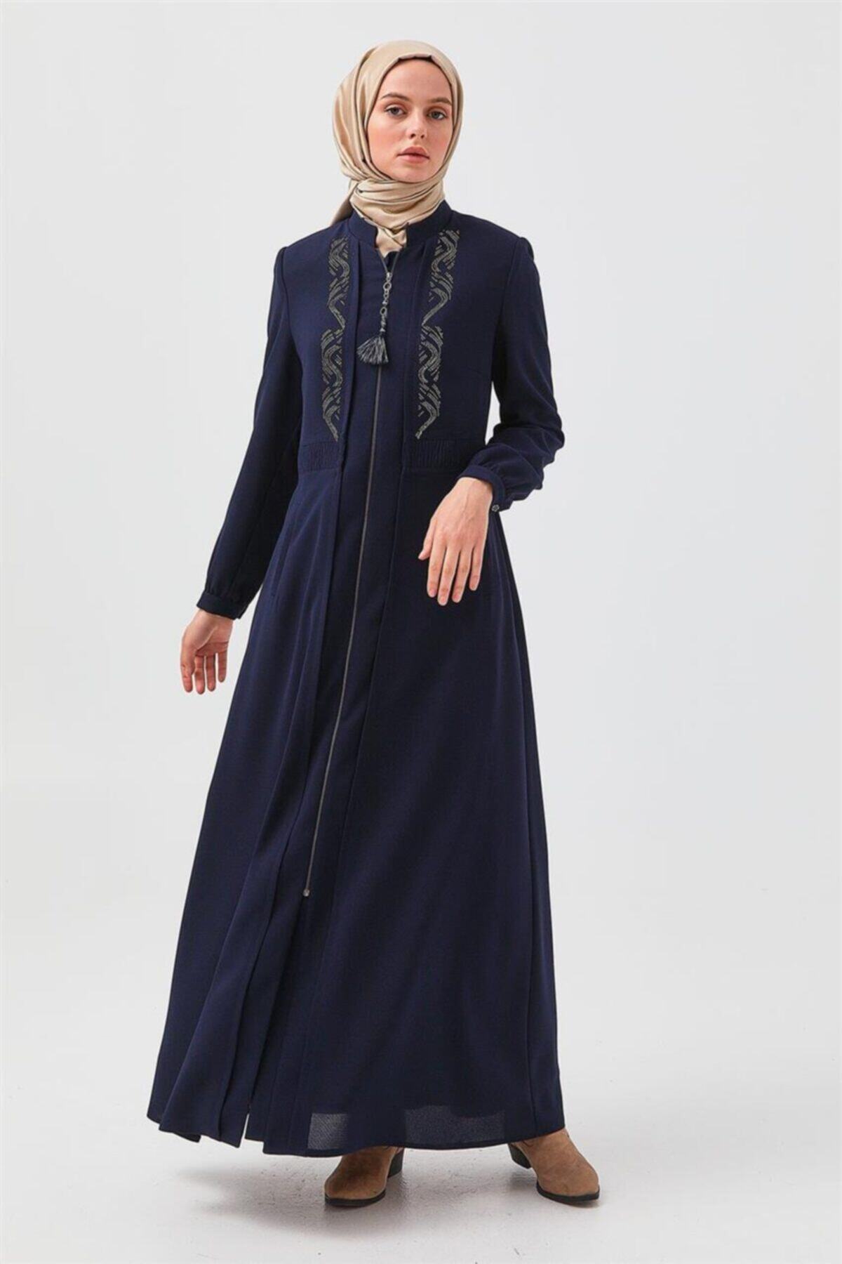 Vivencia Taşlı Lacivert Pardesü