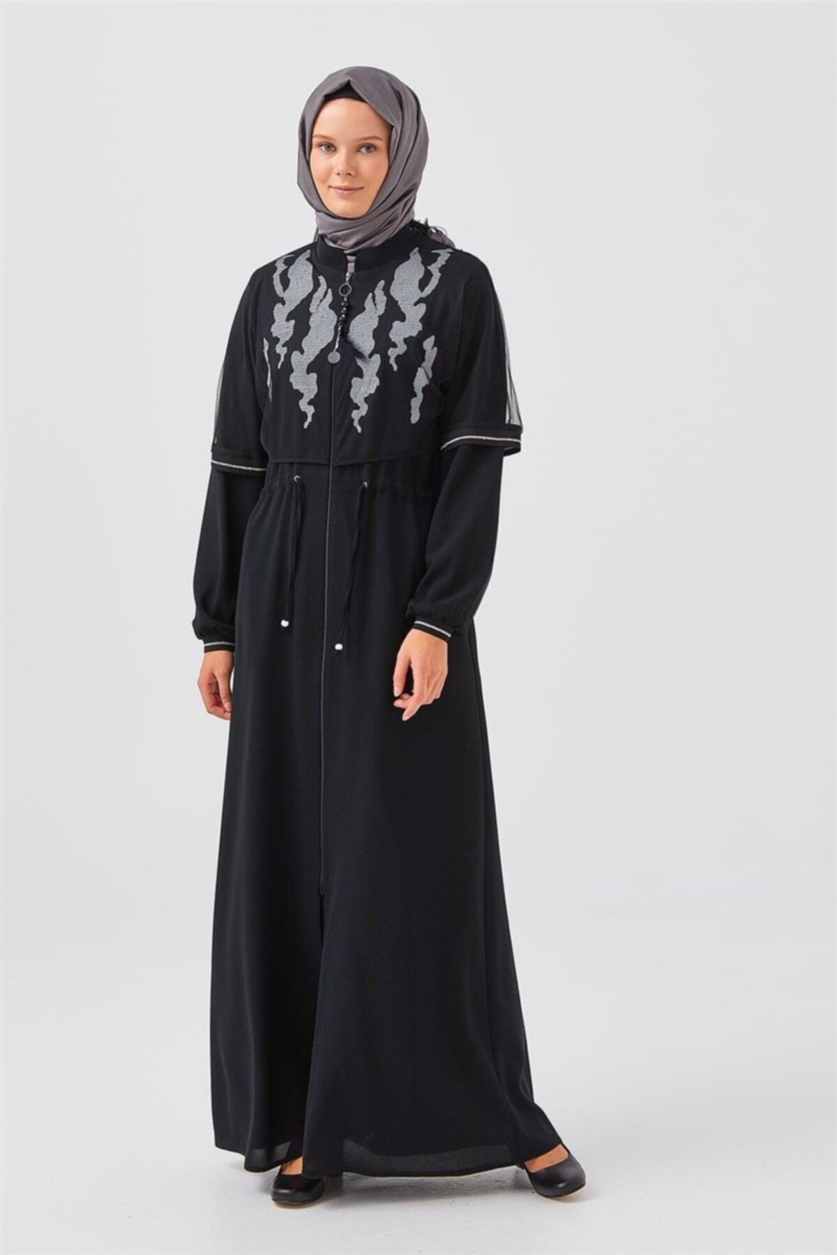 Vivencia Pul Nakışlı Siyah Pardesü